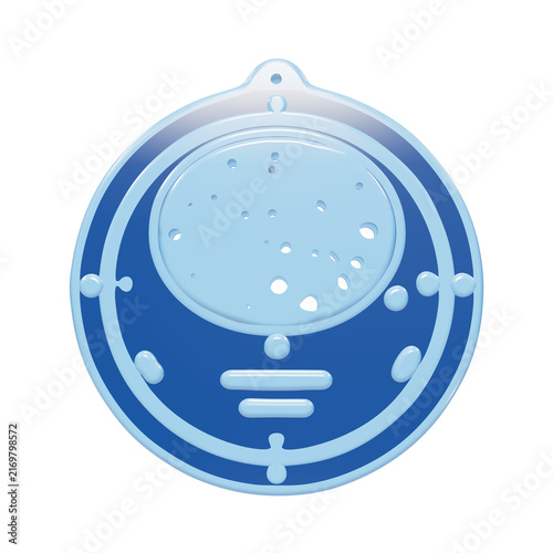 Foto 3D blue circular astronomy tool icon with celestial map and constellation markin