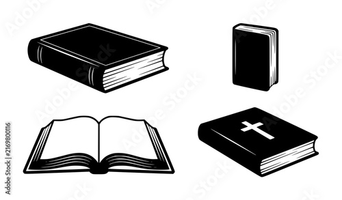 Bible Book Silhouette Vector Collection, Christian Scripture Book Icons