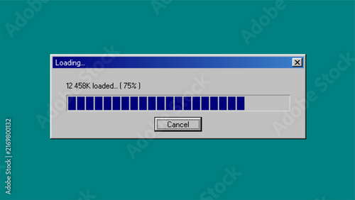 Bild auf Leinwand Retro computer loading dialog with progress bar and cancel button