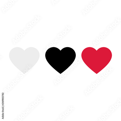 Bild auf Leinwand Red Black And White Love Hearts Isolated On White Background