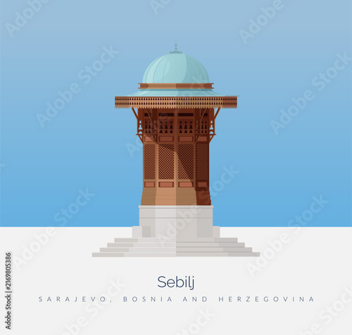 Sebilj – Historic Landmark of Sarajevo, Bosnia & Herzegovina - Stock Illustration