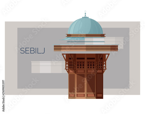 Sebilj – Historic Landmark of Sarajevo, Bosnia & Herzegovina - Stock Illustration