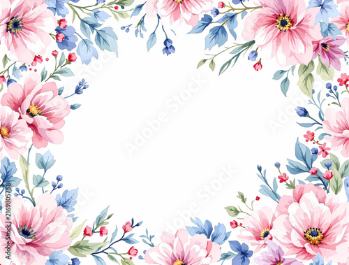 Soft Pastel Flowers Creating A Charming Border