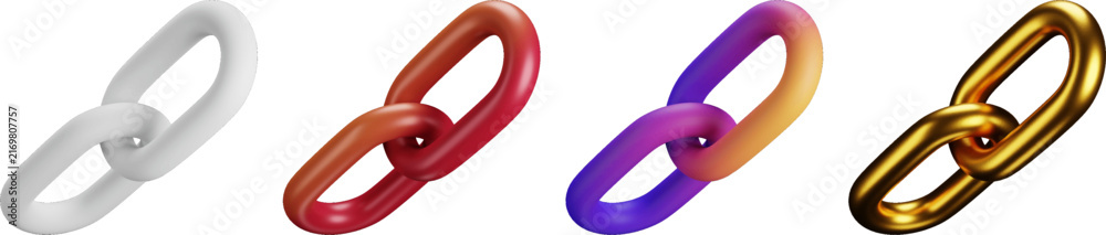 Naklejka premium 3D link sheet featuring interlocking chain icons for connection and integration concepts