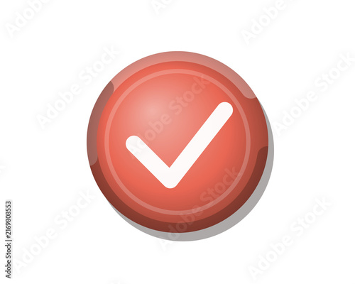 3D bevel double ring check mark depth. Isolated transparent PNG UI icon overlay for Photoshop and video.