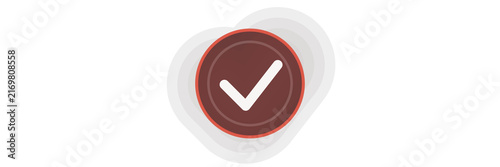 Neon double ring check mark glow. Isolated transparent PNG UI icon overlay for Photoshop and video.