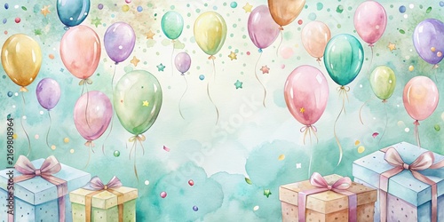 Pastel Balloons and Presents Celebrate a Joyful Occasion