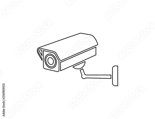 Outdoor Security Camera Surveillance CCTV Monitoring Icon Line Art Concept For Video Security.