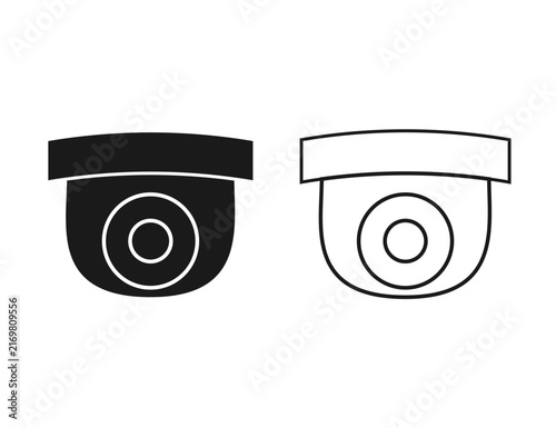 Security Camera Icon Set Showing Dome CCTV Surveillance Camera Symbols For Monitoring And Protection.
