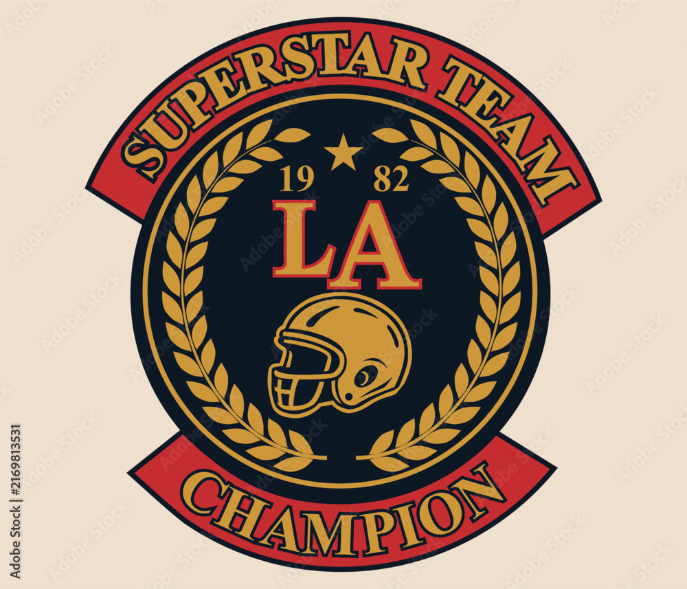 Fototapeta premium LA Superstar Team Champion 1982 College typography print artwork for a T-shirt.