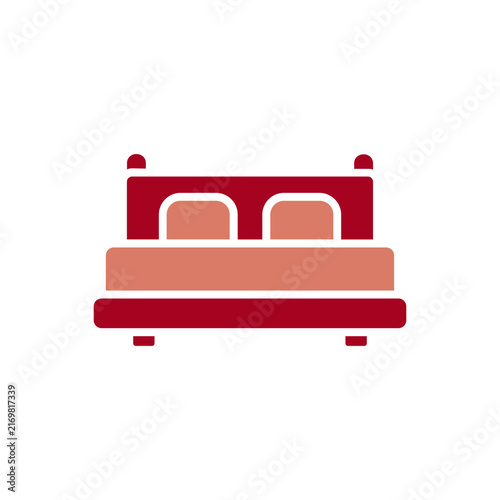 Minimalist bed frame mattress with pillows icon vector illustration