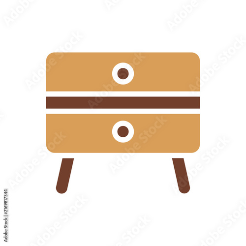Nightstand bedside table with two drawers icon vector illustration
