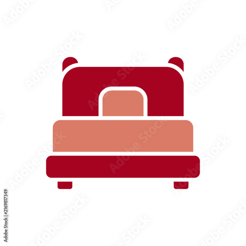 Modern double bed with pillows and blanket icon vector illustration