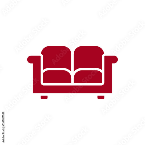 Comfortable two seater sofa loveseat couch icon vector illustration