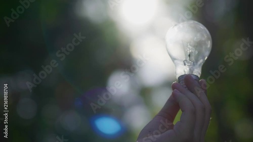 light bulb against nature, icons
