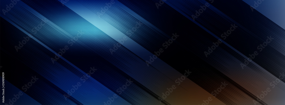 Obraz premium Abstract Dark Blue Diagonal Lines Gradient Background Vector with Glowing Light Effect, High Tech Dynamic Motion Speed Stripes, Modern Business Banner Design