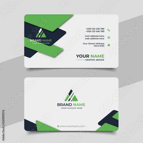 Creative modern green business card design, name card corporate visiting card and simple clean template vector design