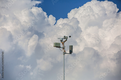 Weather station automatic measurement of weather parameters with Stormy sky 