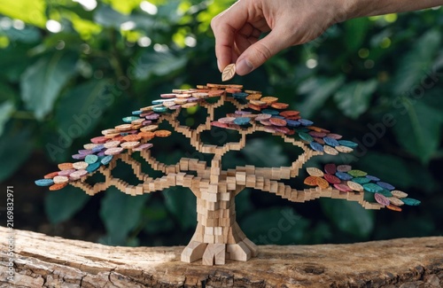 Business Concept Tree of Coins Savings Prosperity.