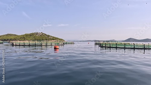 Scenic view of Fish farms on the Adriatic Sea near Murter Island, Croatia