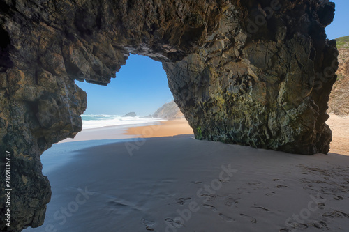 Adraga beach, Rock formation, Colares, Sintra-Cascais Natural Park, Portugal