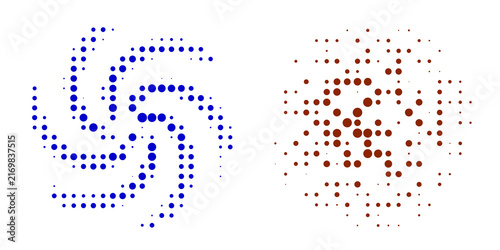 Quadro su tela Y2K inspired dual swirl and radial dot patterns isolated on transparent backgrou