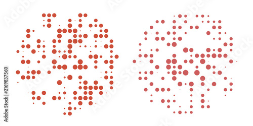 Quadro su tela Abstract red dot scatter pattern, dual symmetrical design, isolated on transpare