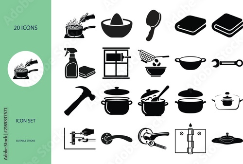 Culinary Icons Collection Featuring Cooking Utensils And Food Preparation Tools