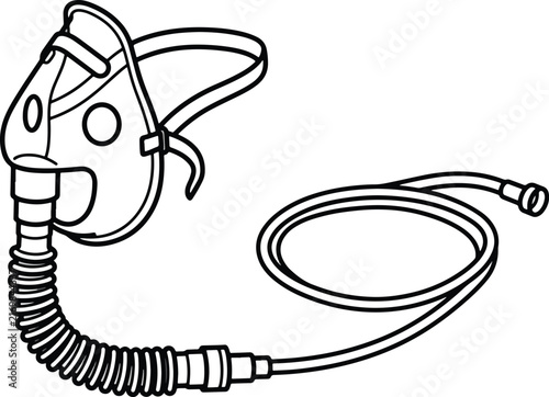 Medical respiratory mask featuring a flexible breathing tube designed for effective oxygen delivery during emergency patient care treatments in hospitals or clinics to support healthy lung