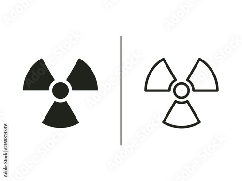 Quadro su tela Radiation hazard outline and black fill icon set with radiation radioactive secu