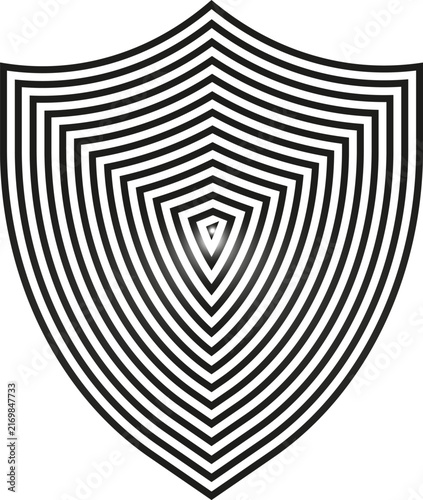 Concentric shield geometric lines optical illusion vector