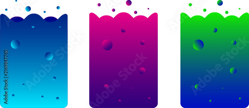 Abstract colorful liquid bubbles banners set vector