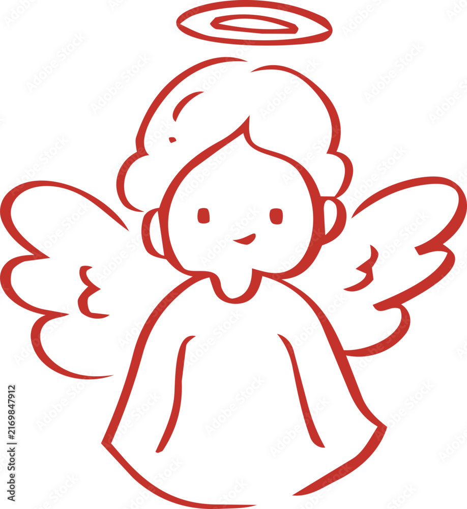Fototapeta premium Christmas Angel Variant Doodle Icon