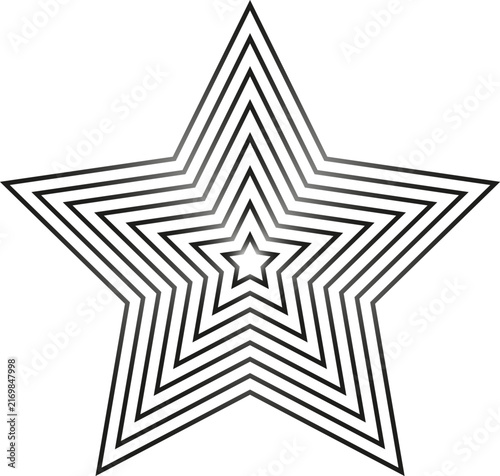Concentric five point star outline geometric vector