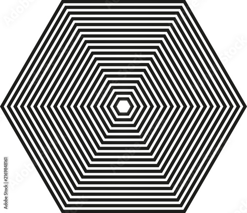 Concentric hexagon tunnel geometric optical illusion vector