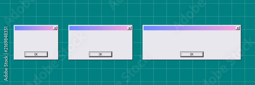 Canvas Print Retro computer dialog windows with close icons and confirmation buttons