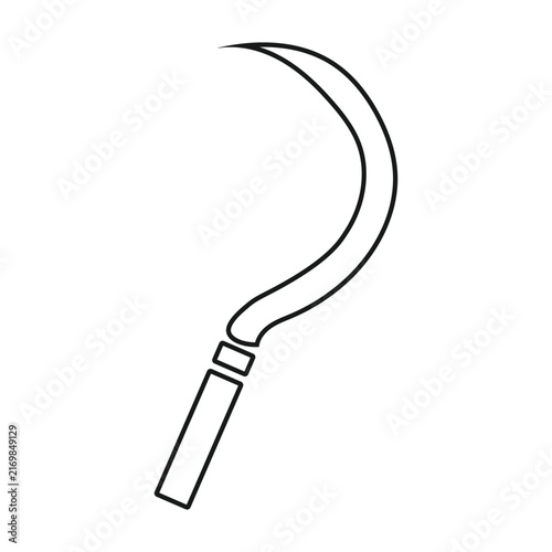 Sickle line icon hand scythe agricultural farming tool vector illustration
