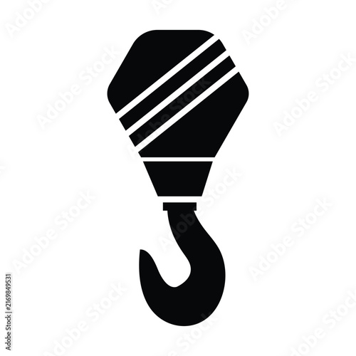 Industrial crane hook icon heavy machinery lifting equipment vector illustration