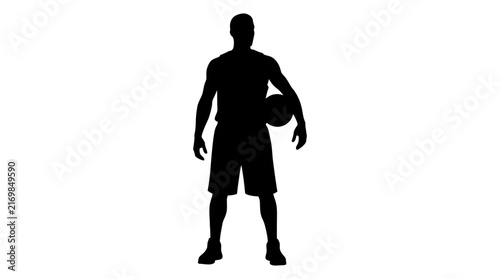 Basketball player with ball black silhouette athlete