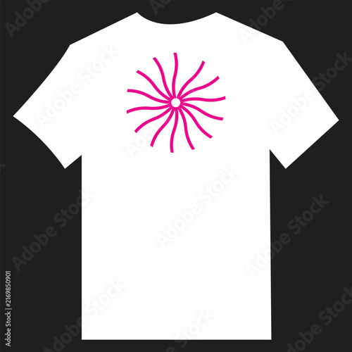 Illustrated White T-Shirt with Pink Swirl Print Isolated
