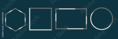 Modern Photo Frame Icon Set with Hexagon, Square, Rectangle and Circle Shapes
