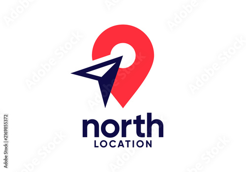simple creative pin north logo design vector