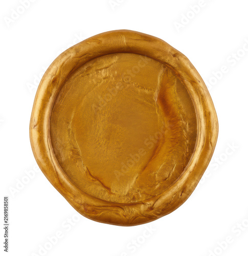 Golden Wax Seal Isolated For Decorative Purposes