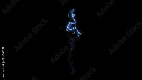 Glowing lightning fx, spark blink Electric current energy overlay effect vfx on black background.