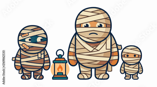 Cartoon Mummies with Lantern and Bandages