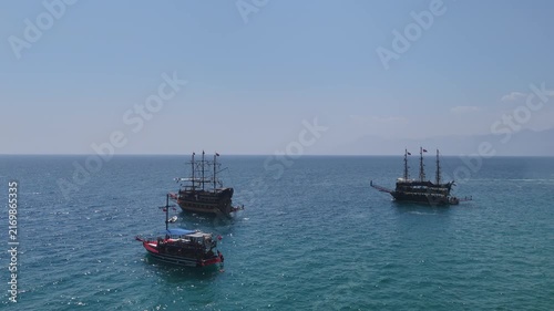 Cruise ships in Mediterranean Sea, Antalya, Türkiye 