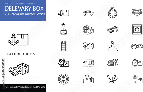 Delivery box icons for logistics and shipping concepts