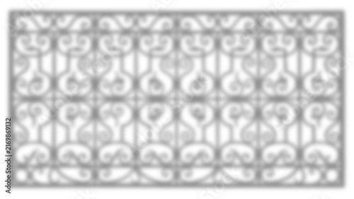 Foto Wrought iron railing or fence panel design, ornate metallic decorative grating,