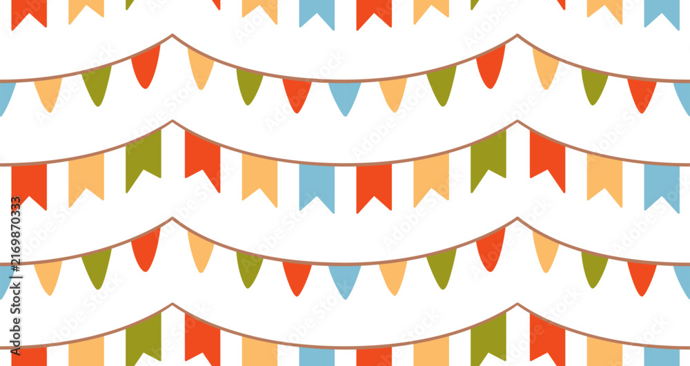 Obraz premium Flat garland bunting pattern background vector illustration