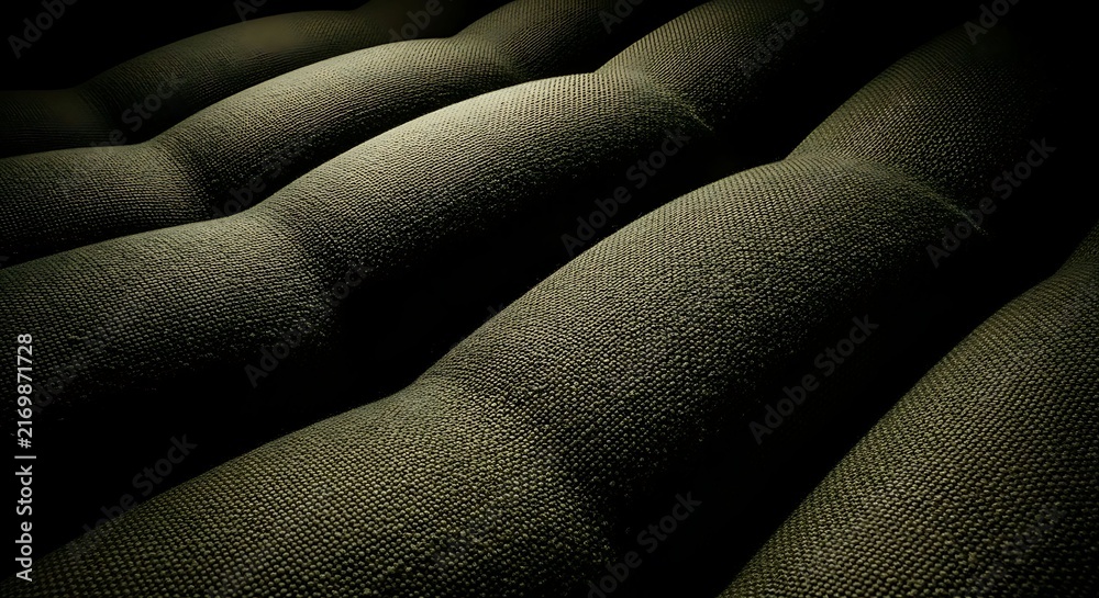 Obraz premium Abstract Close Up of Quilted Dark Fabric Texture with Soft Lighting and Deep Shadows